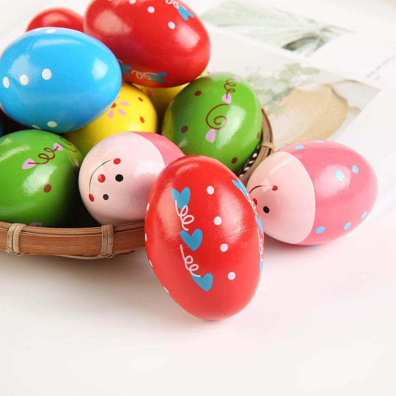 6Pcs Wooden Egg Shakers Hand Musical Maracas Percussion Instruments Multicolour 6 Pcs