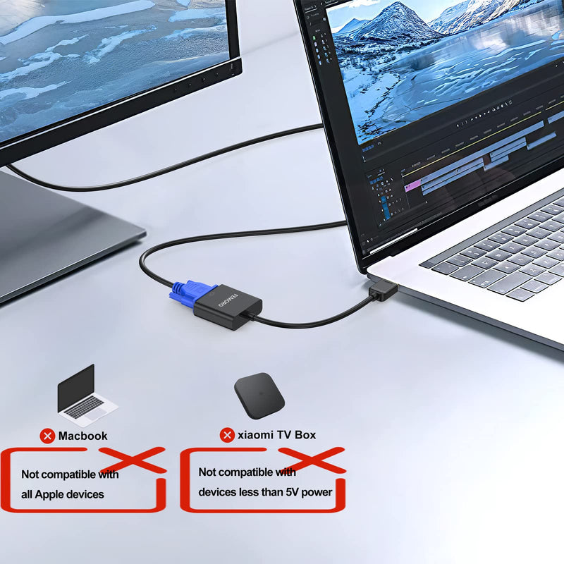 FEMORO HDMI to VGA Adapter 10 Pack, HDMI VGA Cable Converter Adapters Male to Female for Monitor PC Laptop Projector Ultrabook Raspberry Pi Graphics Card Chromebook - Black HV-10pack
