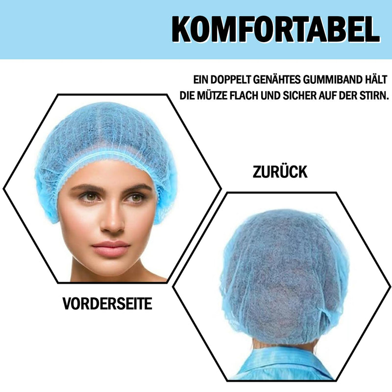 Vabrloy Pack of 100 Hair Nets, 53.3 cm Hair Nets Scalp, Surgical Cap, Hair Cap Made of Disposable Fabric, Bouffant Caps for Men and Women with Elastic Stretch Band, Black