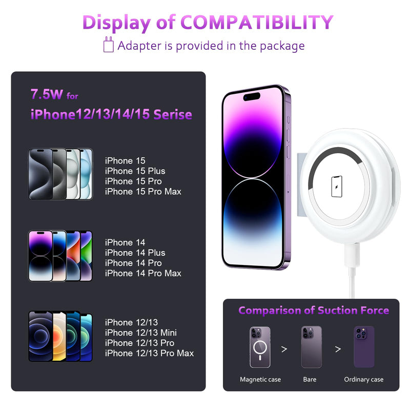 UCOMX Nano Mini Magnetic 2 in 1 Wireless Charger,Traveler Wireless Folding Charging Station,Compatible for iPhone 12/13/14/15 Pro Max,AirPods Pro,iWatch Ultra,Travel Charger for Multple Devices White