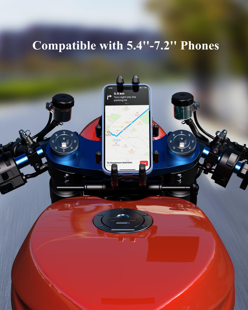 BRCOVAN Anti-Theft Motorcycle Fork Stem Phone Mount with Vibration Dampener | with High-Speed Secure Lock, Heavy Duty Phone Holder, Adjustable Size, Big Phone Friendly, Fit for 5.4 - 7.2'' Cellphone