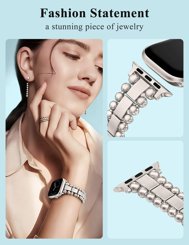 TOYOUTHS Dressy Bracelet Compatible with Apple Watch Bands 42/41/40/38mm Women, Celtic Stainless Steel Metal Fancy Nice Pretty Strap for iWatch Series 11 10 9 8 7 6 5 4 SE 3 2 1, Starlight