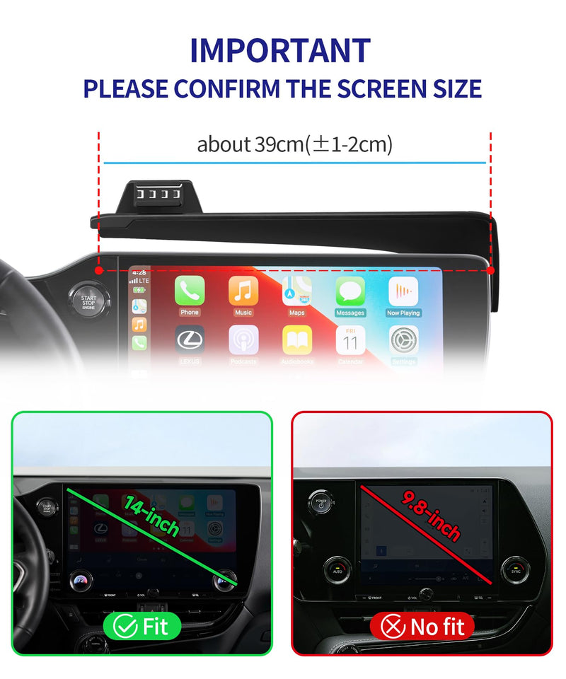 Auto Clamp Car Phone Holder for Lexus NX/Hybrid 2022-2026, 14" Screen Mount | Universal Mechanical Clip Cell Phone Mount Accessories Fit iPhone Android,Automobile Cradle GPS Dashboard Navigation Bracket 14-inch for 2022-2026 NX/NX Hybrid