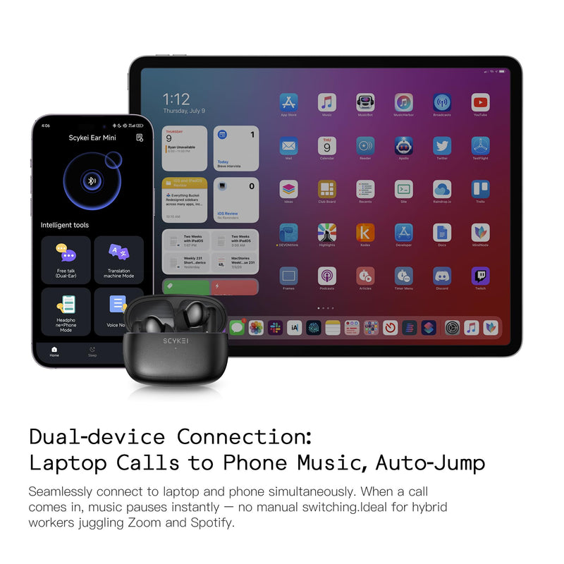 Wireless Earbuds, Bluetooth Headphones with AI Real-Time Translation, 165 Languages, in-Ear Earphones for Travel and Learning