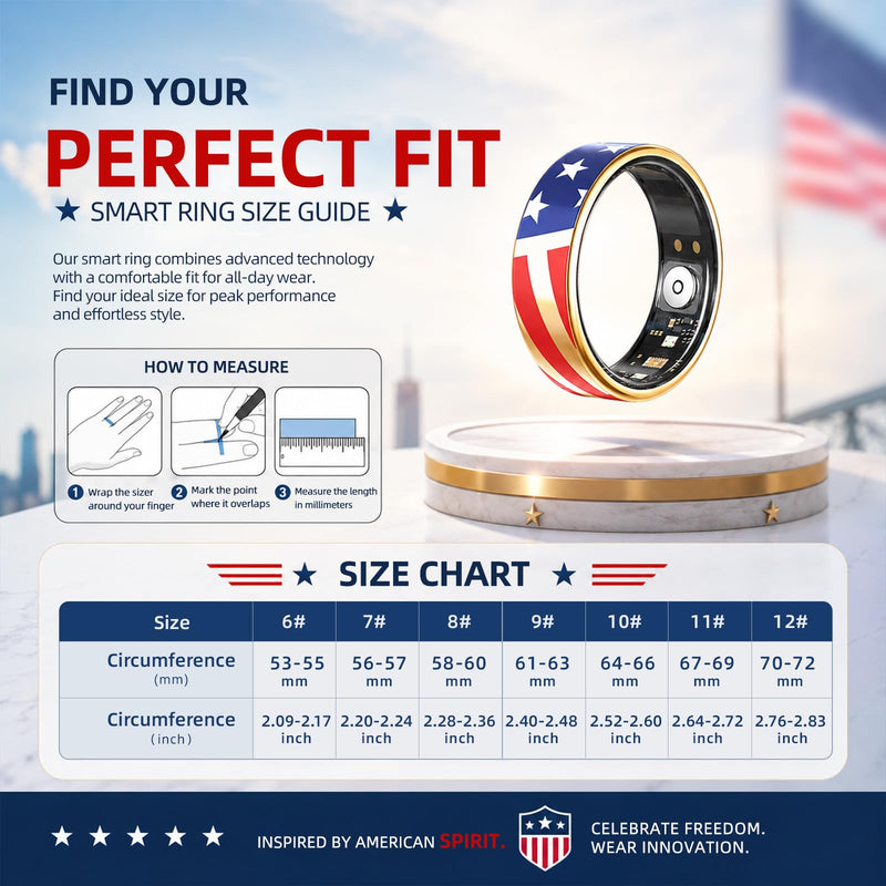 Smart Ring Fitness Tracker Men & Women, Health Sleep Tracker (Gold, #10) | Heart Rate, Blood Oxygen, HRV, Stress Monitor, No Subscription, IP68 Waterproof, iOS & Android