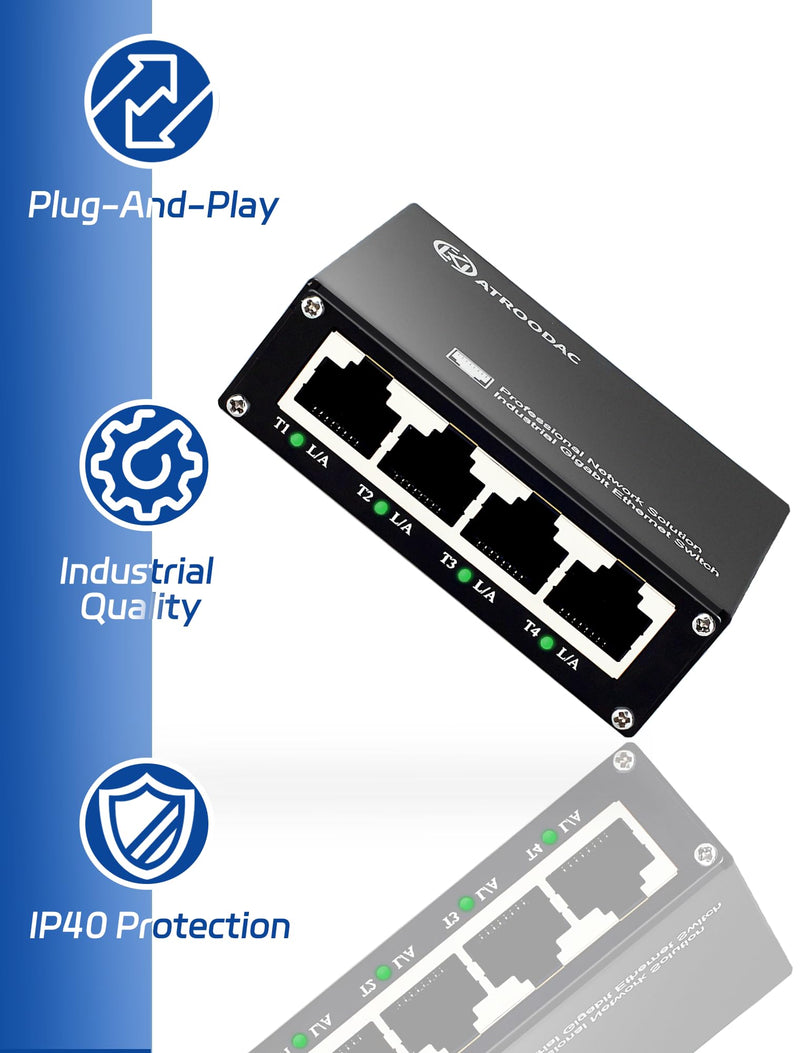 Mini 5 Port Gigabit Ethernet Switch, USB-C Powered, Plug & Play | Unmanaged Network Switch, 10/100/1000 Mbps, Fanless Metal Design, Desktop Network Hub for Home/Office Network Expansion