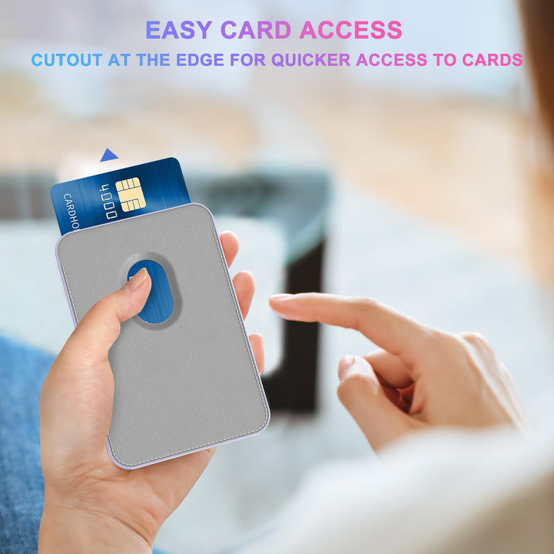 Magnetic Cell Phone Card Holder, Latest Rainbow Mag-Safe Card Wallet, RFID Blocking Phone Wallet for Women, Cell Phone Card Sleeves for Back of iPhone 15/14/13/12, Rainbow Purple