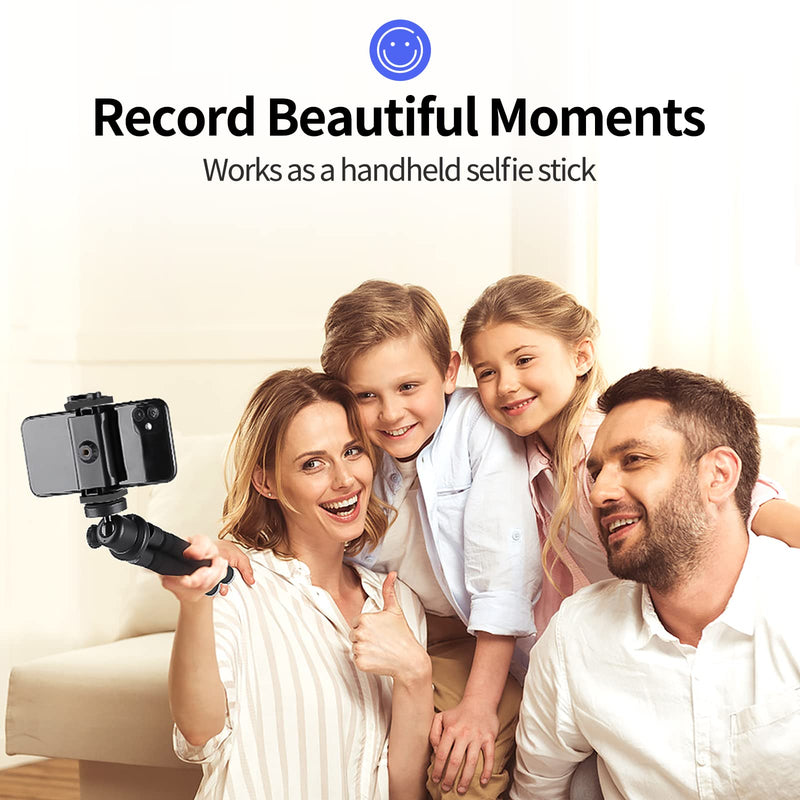 Aureday Phone Tripod, Flexible Tripod for iPhone and Android Cell Phone, Portable Small Tripod with Wireless Remote and Clip for Video Recording/Vlogging/Selfie Black