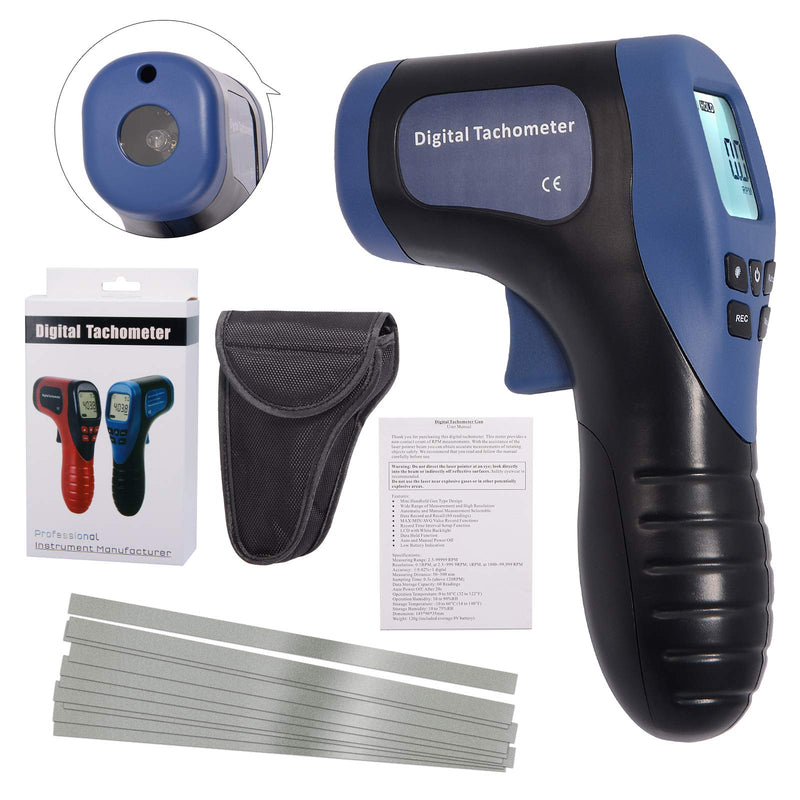 [AUSTRALIA] - EHDIS Digital LCD Photo Tachometer Non-Contact RPM Meter Motor Speed Gauge Gun Style Includes 10 Reflective Tapes 