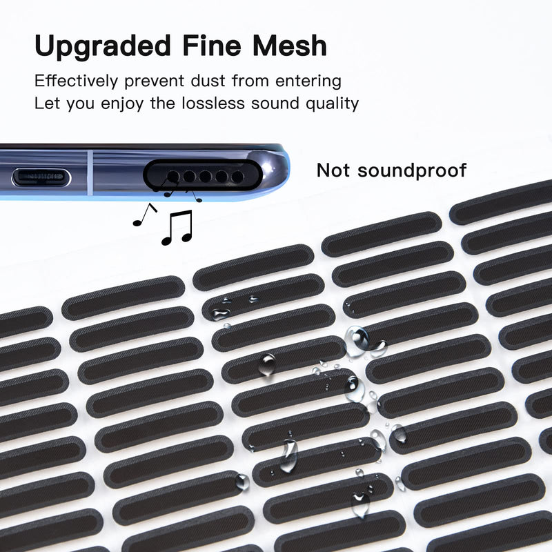 48PCS Universal Phone Speaker Dust Protector Cover Mesh Stickers Compatible with iPhone 15 Pro Max, iPhone 14, 13, 12, Samsung Galaxy S23-S20, Included Cleaning Brush & Tweezer