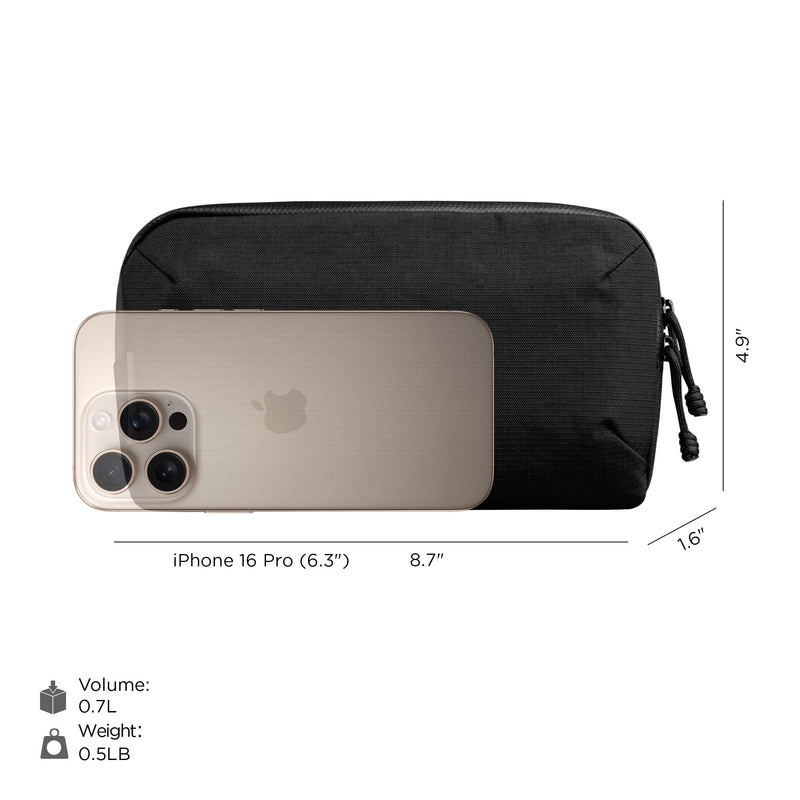 ALPAKA Flight Pouch Pro Small Crossbody Phone Bag Black 0.7L | RFID Blocking Card Slots, Passport Holder, Travel Phone Pouch, Detachable Shoulder Strap, Weatherproof Fabric Axoflux 400D Black-0.7l