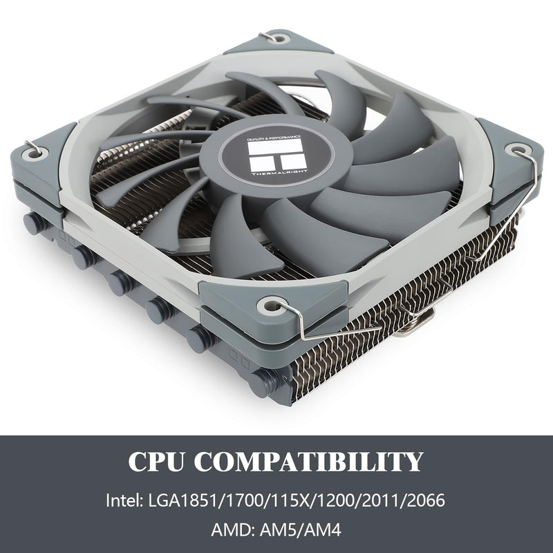 Thermalright-TR AXP120-X67 Low Profile CPU Air Cooler with Quite 120mm TL-C12015 PWM Fan, 6 Heat Pipes, 67mm Height, for AM4/AM5/Intel LGA 1700/1851/1150/1151/1155/1200/2011, PC Cooler