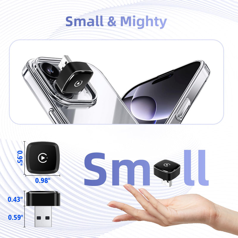Wireless CarPlay Adapter for iPhone, 2 in 1 Android Auto Wireless Adapter | with CarPlay＆Android, Plug and Play, Fast and Stable Connection RM-KPL083