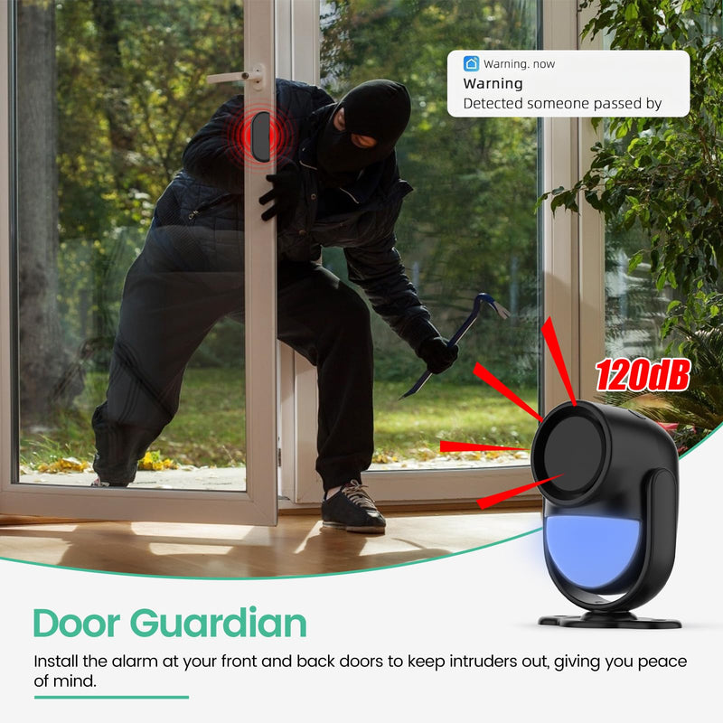 [AUSTRALIA] - Home Alarm System，2.4G WiFi PIR Motion Sensor Alarm, Wireless DIY Smart Door/Window Alarm for Home Security with Phone APP Alert 4-Piece Kit（2Door Window Sensor），for House Apartment Office,Black Black-WiFi 