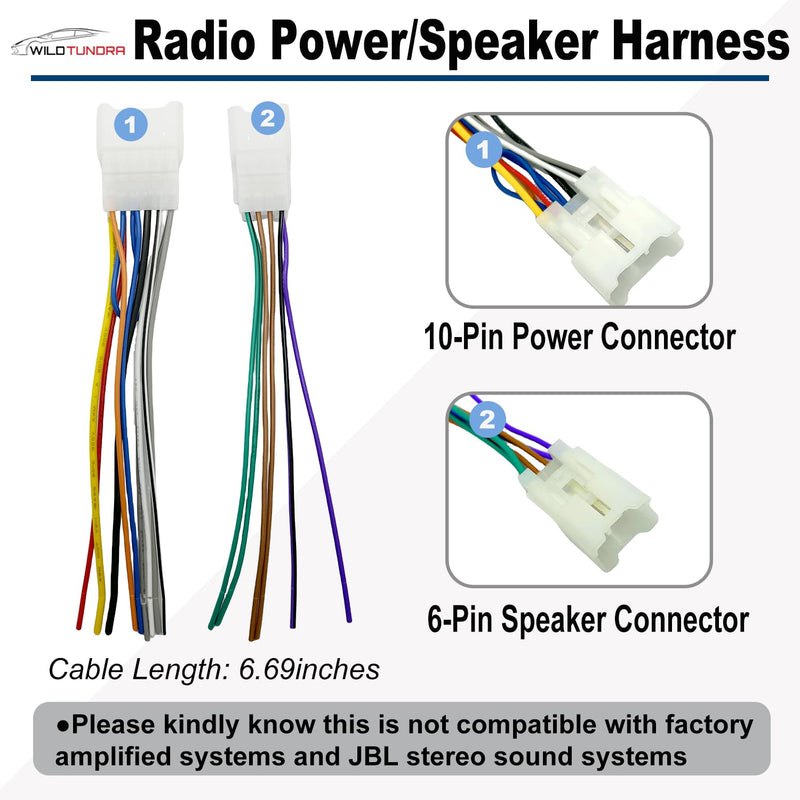 10Pin&6Pin Radio Wiring Harness with Antenna Kit compatible with Toyota Camry Corolla RAV4 4Runner Highlander Prius Aftermarket Radio Stereo Wire Harness Adapter Car Stereo Power Speaker Wire Harness Toyota, 2 Connectors with Antenna