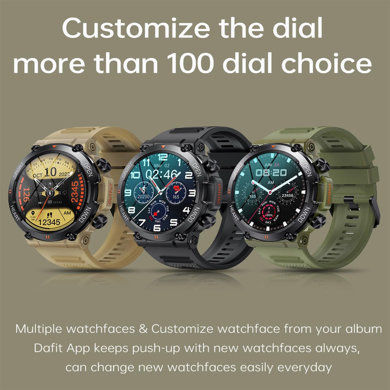 Diyeeni K56 pro Outdoor Smart Watches for Men, 1.39" HD Fitness Watch, 24/7 Heart Rate Sleep Monitor with Mutiple Sport Modes, Water Proof, Bluetooth Call Smartwatch for Android iOS, 30Day