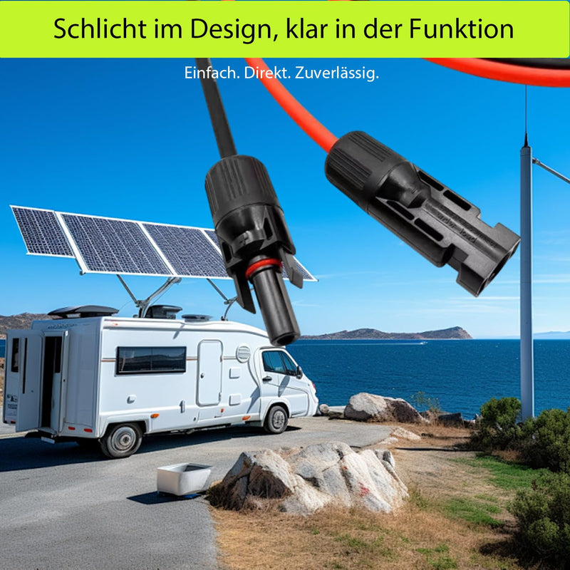 MXRPV Solar Cable 4 mm²/6 mm², Solar Cable Extension 2/3/5/10/15 m, Tool-Free Solar Extension Cable, PV Cable (6 mm², 5 m) 6mm²5m