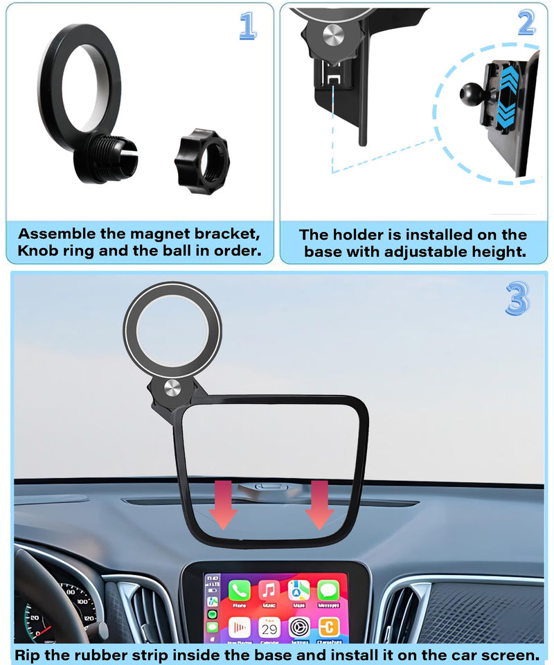 Car Phone Holder for 2016-2025 Chevrolet Malibu/2018-2024 Equinox Accessories Apply to 8 Inch Touch Screen Fixed Clip Magnetic Cell Phone Mount Hands-Free 360 Degree Rotation fit for 2016-2025 Malibu/2018-2024 Equinox(8 Inch)
