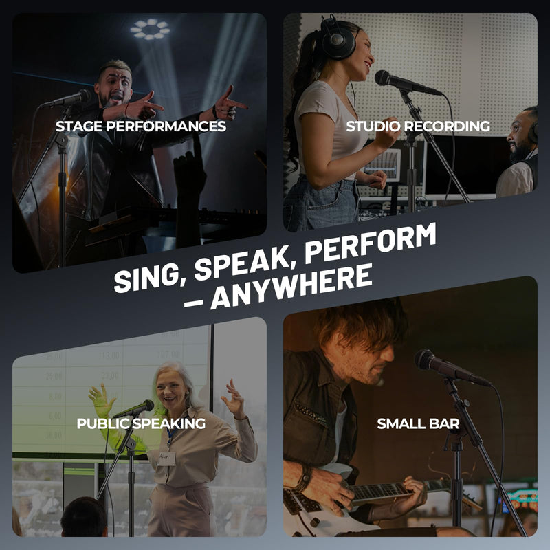 Phenyx Pro Dynamic Vocal Microphone, Cardioid Microphone with 16.4 ft XLR Cable, Mic Clip, Storage Bag, Wired Handheld Mic for Singing, Stage, Studio, Karaoke (PM-25)