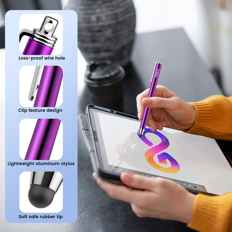 Stylus Pens for Touchscreens, MEKO 10 Pack 0.24" High Precision Replaceable Thin Tip Stylus with 20 Pcs Replacement Tips for iPad iPhone Tablets Smartphone&All Universal Touch Screen(10 Stylus+20Tips)