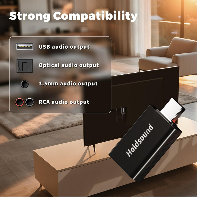Holdsound BKM400 Wireless Headphones for TV Watching with USB Transmitter | Bluetooth TV Headphones Wireless, Strong Compatibility, Up to 165 ft, No Delay and High Volume Output, 40 Hours Battery Life Black