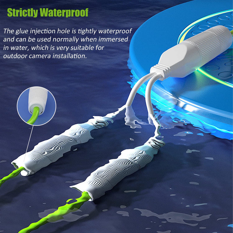 Ethernet Splitter, Waterproof PoE Combiner Splitter Adapter, Run 2 IP Cameras on 1 Network Cable