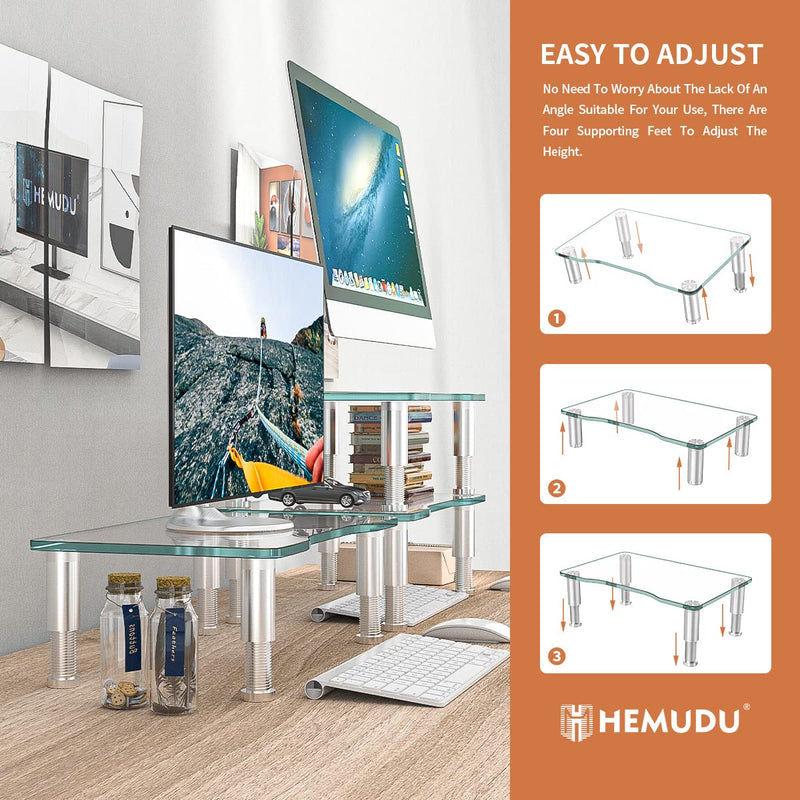 Computer Monitor Riser with Height Adjustable Multi Media Desktop Stand for Flat Screen LCD LED TV, Laptop/Notebook/Xbox One