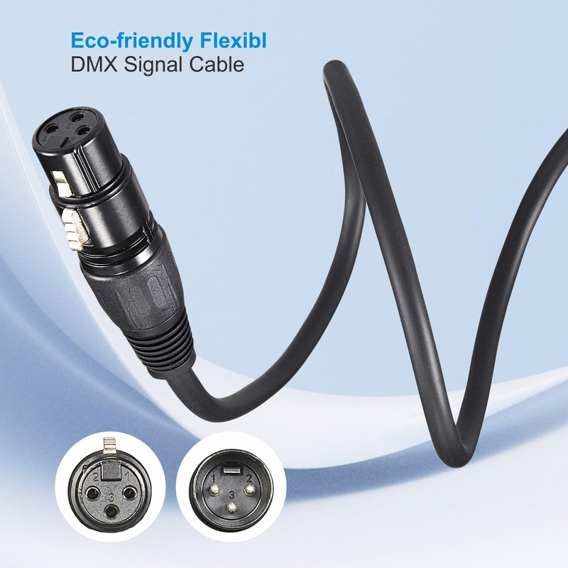 10ft/3.04m DMX Cable, 4 Pack, 3.04m DMX Cables, 3 Pin XLR Male to Female, Shielded, Soft PVC Sheath, Sturdy Metal Connector, Ideal for Stage & DJ Lighting