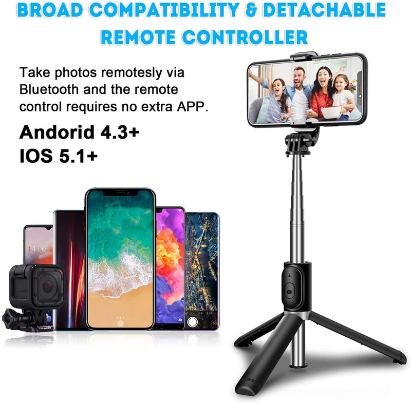 [AUSTRALIA] - Selfie Stick Tripod with Remote Phone Recording Stand, Travel Tripod for iPhone Cell Phones, Cellphone Filming Tripod Travel Necessories Gift for Men Women, Tripode para Celulares Tripie para Celular Selfie Stick Tripod 