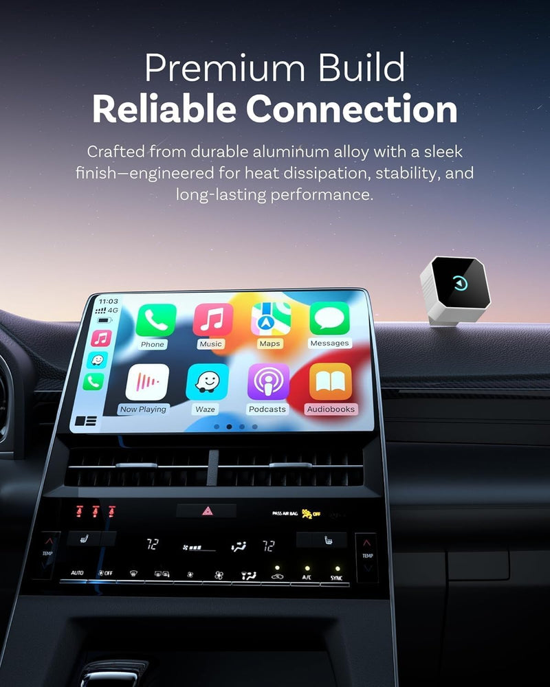 Wireless CarPlay Adapter for Apple iPhone & Android Auto, 2026 Upgraded 2-in-1 Plug and Play Converts Wired to Wireless Car Play Adapter, Fast Auto-Connect, Mini Size with iPhone iOS 10+ Soft silver