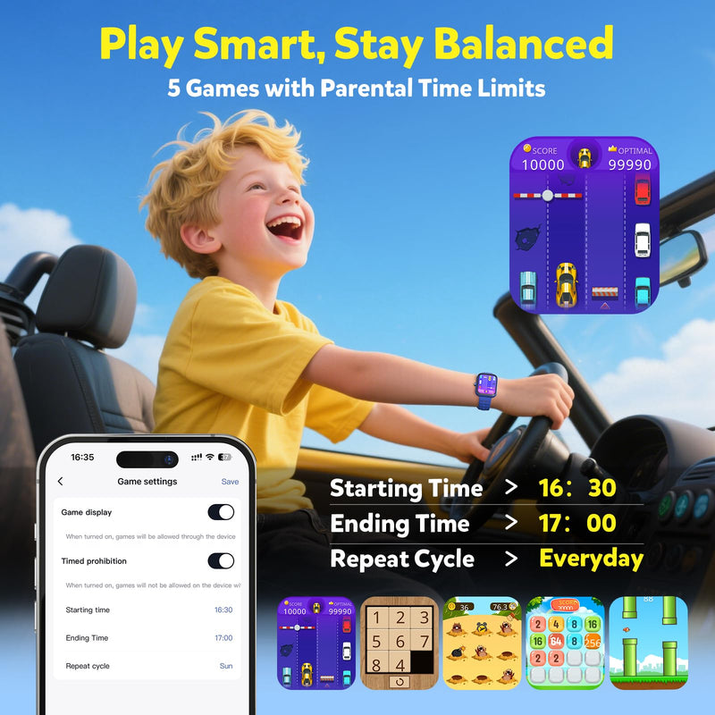 Gydom Smart Watch for Kids, Without/with APP Mode, 1.83" Touchscreen Fitness Tracker Watch, Heart Rate/Sleep Monitor, IP68 Waterproof Pedometer, Puzzle Games for Girls Boys Teens 5-16, 81 Sport Mode