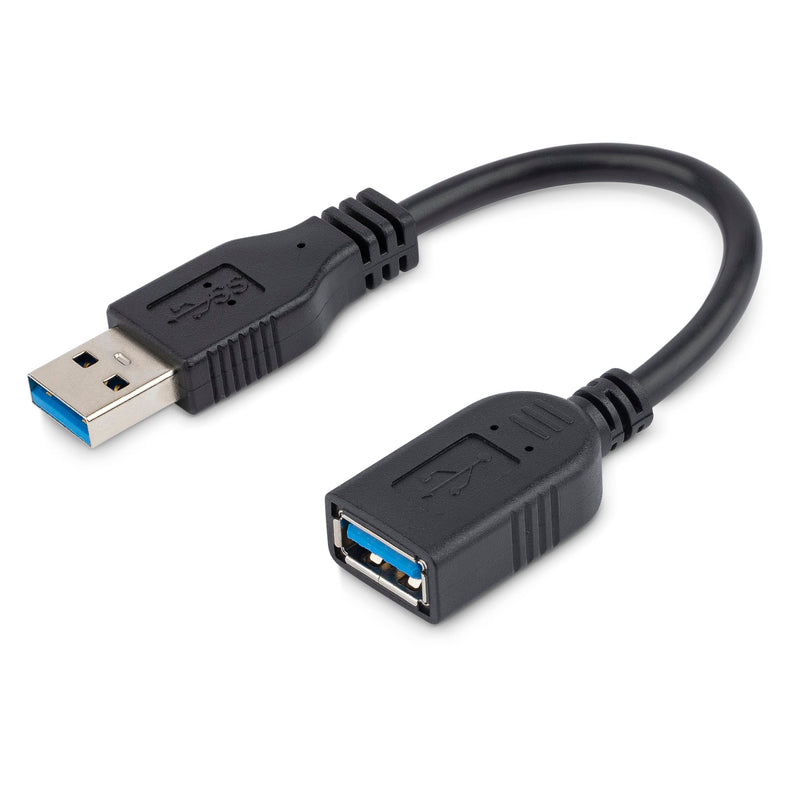 StarTech.com 4-Port USB 3.0 SuperSpeed Hub with Power Adapter - 5Gbps & 6in Short USB 3.0 (5Gbps) Extension Adapter Cable (USB-A Male to USB-A Female)