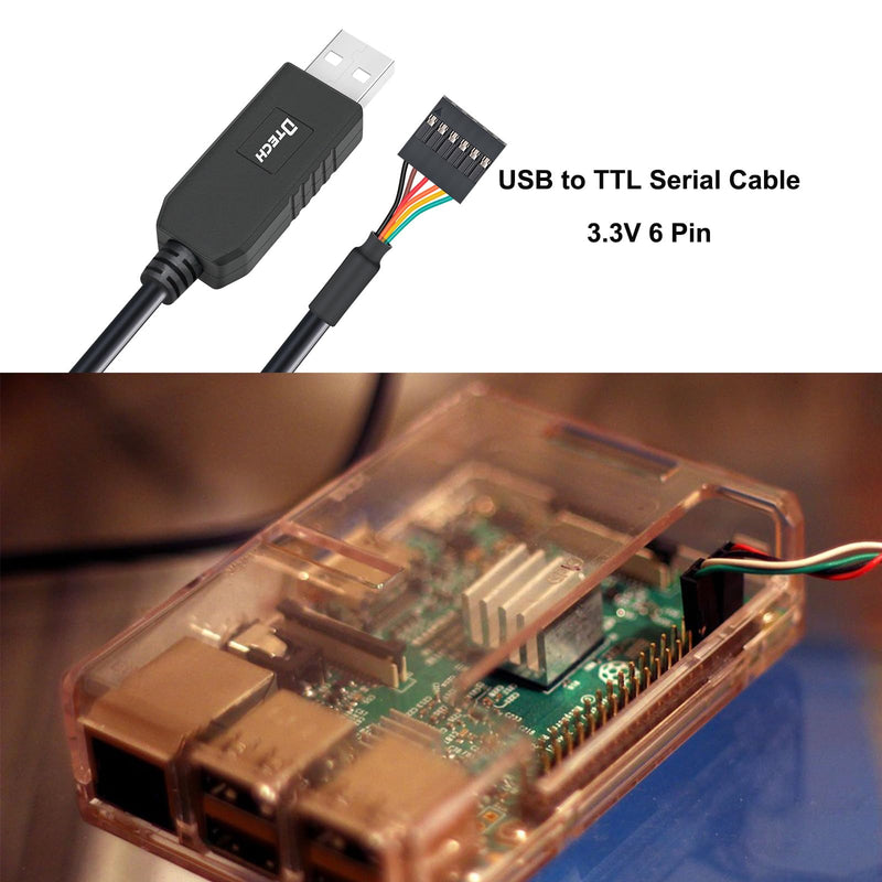 DTECH 3ft USB to TTL Serial Cable 3.3V 6 Pin UART Adapter Debug Cord Compatible with Windows 11 10 8 7 Linux MAC OS Genuine FT232RL Chip 6Pin 3v3 Level Signal 2.54mm Dupont Female Header