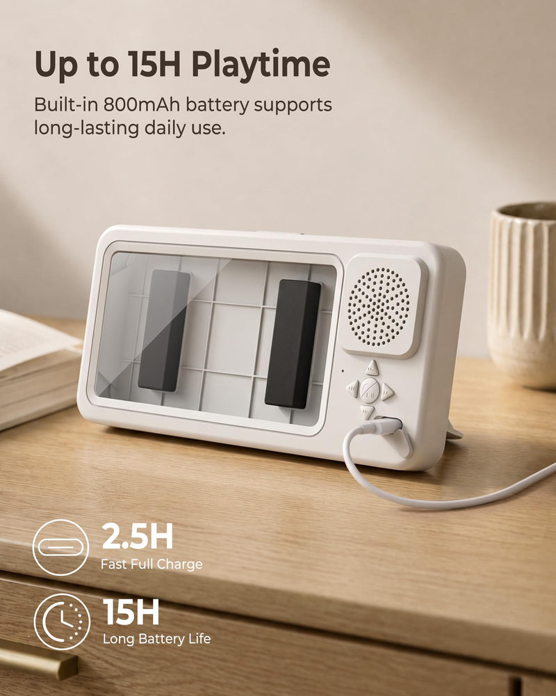 Shower Phone Holder Waterproof with Wireless Bluetooth Speaker | IP67, Anti-Fog HD Touch Screen, Bathroom Wall Mount Phone Case, 360° Rotating, Hands-Free Calls, Fits 4.7-7" Phones White