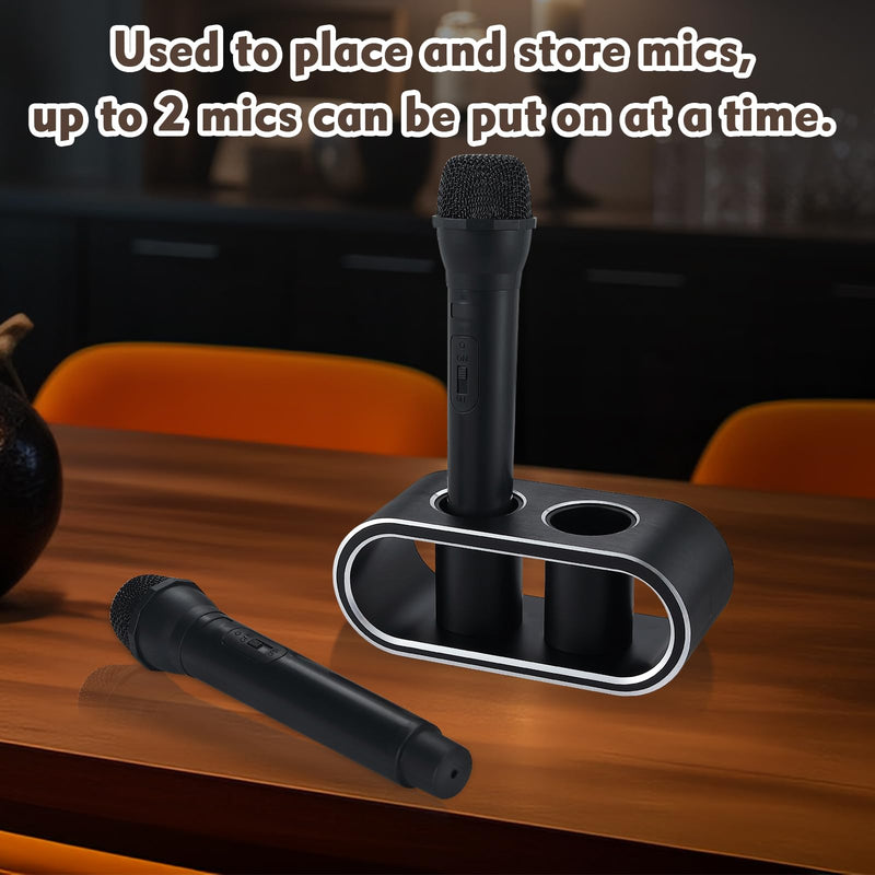 [AUSTRALIA] - Metal Aluminum Alloy Desktop Microphones Storage Holder, Stand Support Base For Wireless Microphones, Fashionable Tabletop Mics Organizer (M, Brushed black) M 