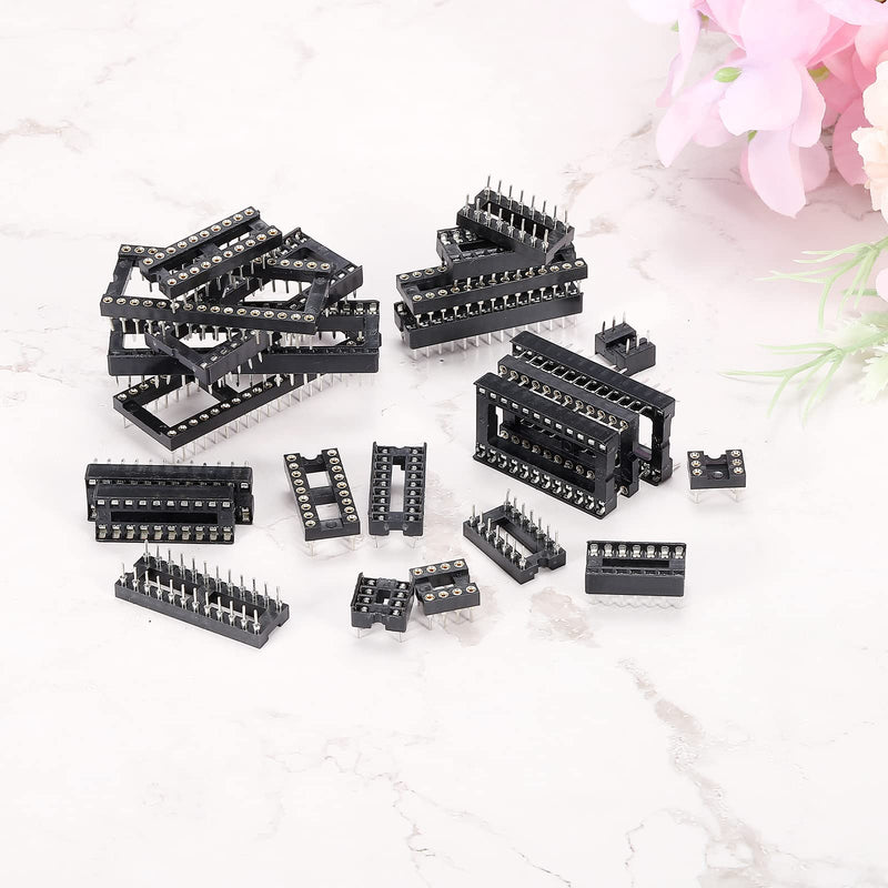 sourcing map DIP IC Chip Socket Adapter Flat Pin 8P 2.54 mm Pitch IC Socket for PCB Board Chip, Pack of 50