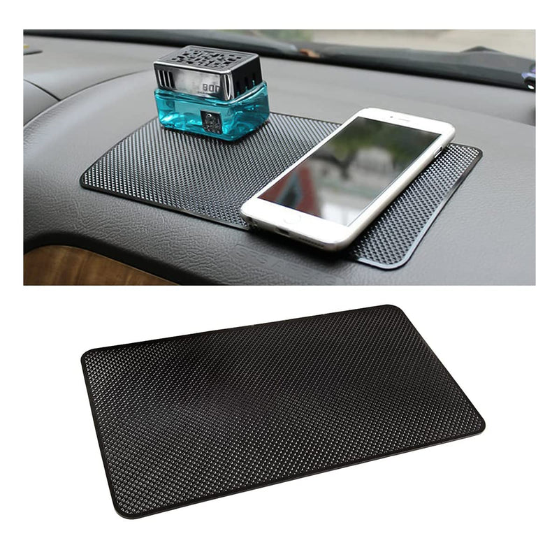 Car Dashboard Anti-Slip Rubber Pad, 10.6"x 5.9" Universal Non-Slip Car Magic Dashboard Sticky Adhesive Mat for Phones Sunglasses Keys Electronic Devices and More Use (Black/Grid) Black/Grid