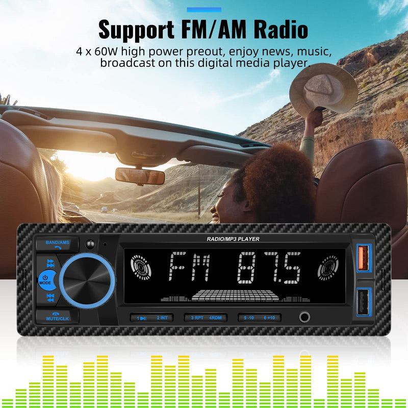 [AUSTRALIA] - UNITOPSCI Single Din Bluetooth Multimedia Car Stereo Radio Bluetooth Hands-Free Calling Audio Receiver FM Radio Car MP3 Player AUX in/Dual USB Port Digital Media, Fast Charging LCD Digital Radio 1 Din MP3 Player 