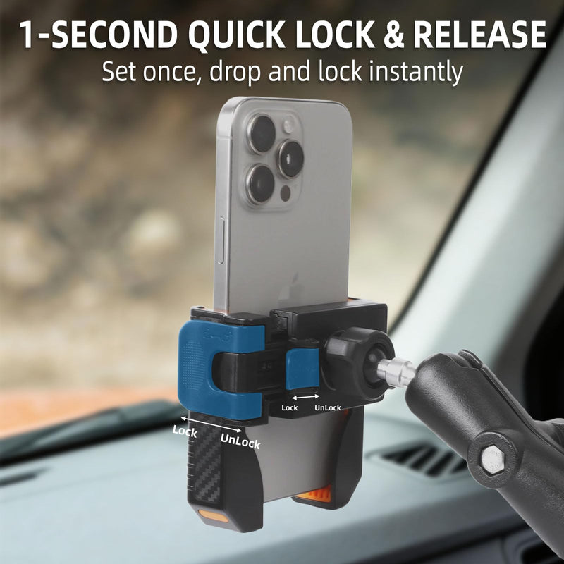 xik Phone Holder Mount for Boat, Kayak & Truck - Square AMPS Base | 3.54” Medium Arm, [1s Quick Lock & Release] [360° Adjustable], Fits 4.7"-7.2" Phones, Surface Mount for Dashboard Medium(3.54" Arm)