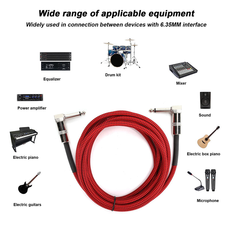 [AUSTRALIA] - Hilitand Guitar Cable - 6.35MM Male Head Audio Guitar Cable 10ft Electric Guitar Amplifier Cord - Right Angle to Right Angle 1/4 Inch Instrument Cable Guitar Amp Cable(red) 