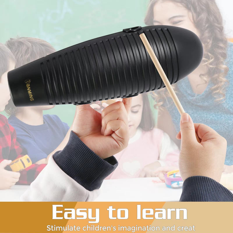 [AUSTRALIA] - Guiro Instrument,3.9x13 Inch Super Guiro,Fish Shaped Latin Percussion Instrument with 2 x Guiro Scraper Musical Training Tool for Beginners and Music Lover Black. 