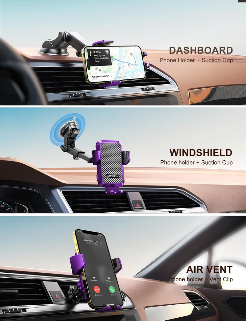 JOYMASS Wireless Car Charger, Phone Holders for Your Car, 15W Auto Clamping Phone Mount Car Accessories for iPhone 16 15 14 13 12 Mini Pro Max, Samsung Galaxy S24 Ultra S23 S22+ Note 20, etc - Purple