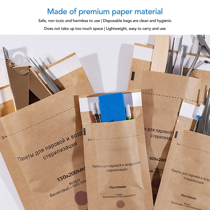 Sterilisation Bags for Dental Clinic, Self-Sealing Bags, Self-Adhesive Sterilising Bags for Oral Hygiene and Nail Art, Beauty Salons and Dentists, Pack of 100