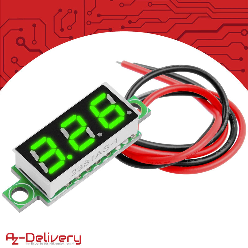 [AUSTRALIA] - AZDelivery Voltmeter 0.28 Inch/0.71 cm Mini Digital with 7 Segment Display 2.5 V - 30 V Parent 3 