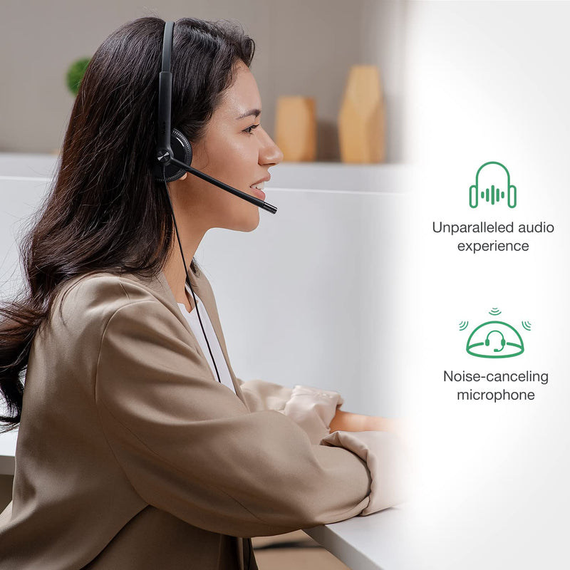 Yealink Headset with Microphone 3.5mm Headphone with Mic for PC Computer Laptop Phones Teams Certified Work Office Headset Mono
