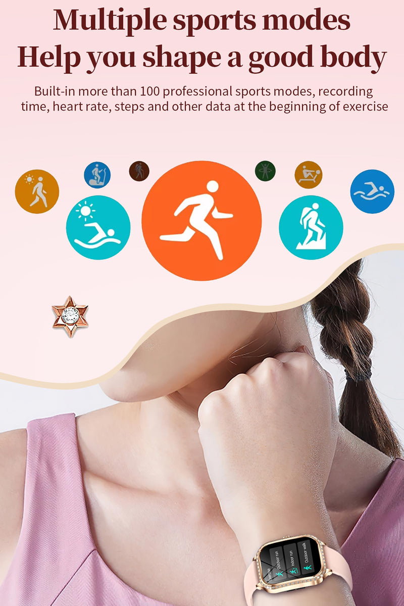 Diamonds Smart Watches for Women, Answer/Make Call Fitness Tracker for Android iOS Phones with AI Voice Control Heart Rate Sleep Monitor Pedometer Grey