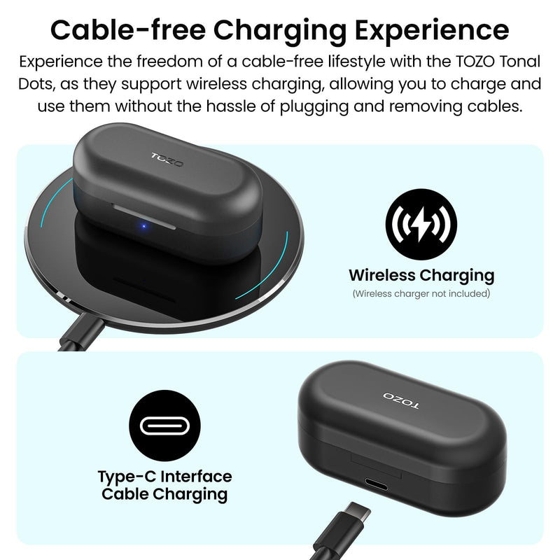 TOZO T12 Wireless Earbuds Bluetooth 5.3 Headphones Built-in ENC Noise Cancelling Mic, 55 Hrs Playtime App Customize EQ IPX8 Waterproof LED Digital Display Premium Sound Headset Black Compact Ergonomic Edition