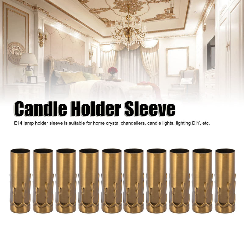 Pack of 10 E14 Candle Holders Tubes Candle Holder Sleeve Lighting Accessories 25 x 80 mm (Gold Bronze)