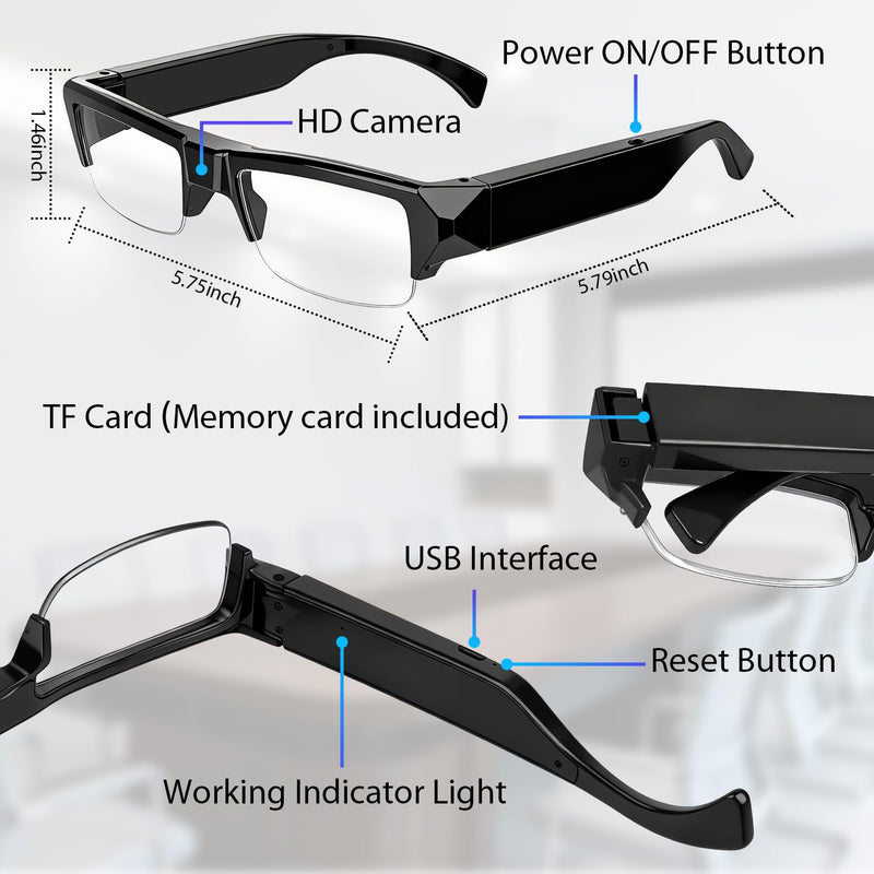 Camera Glasses 1080P Video Recording Outdoor Sport Glasses with Camera 64GB Wearable Smart