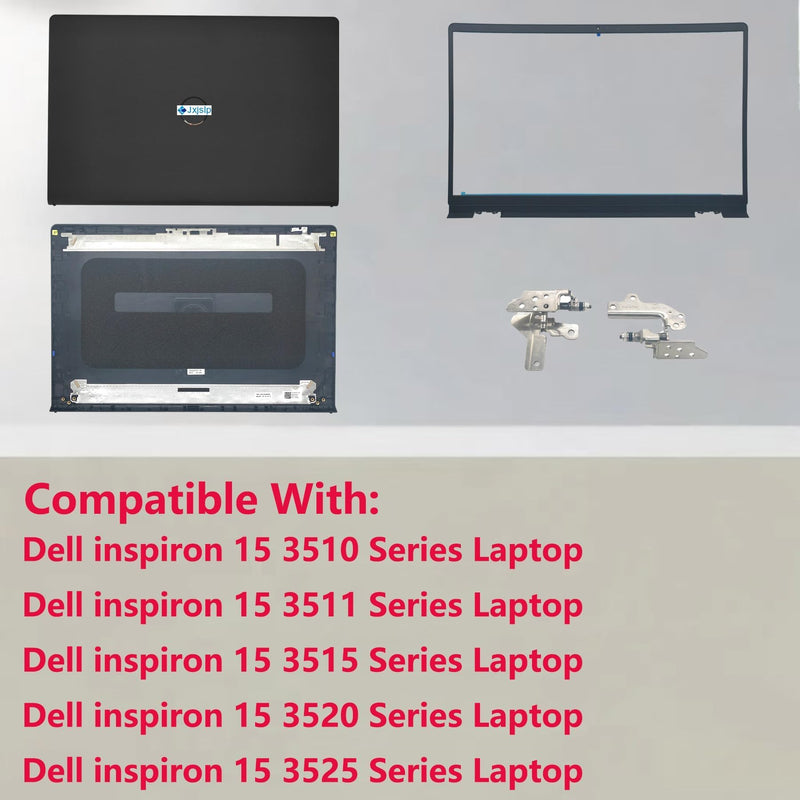 LCD Back Cover Kit for Dell Inspiron 15 3510 3511 3515 3520 3525 | Non-Touch,Rear Top Lid,LCD Display Housing Replacement,Includes Front Bezel and Hinges,P/N 0WPN8/9WC73
